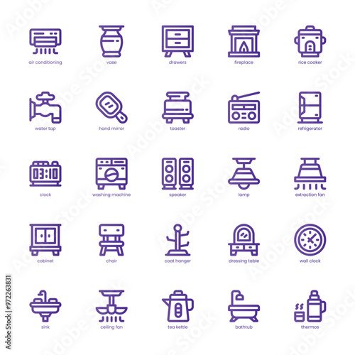 Home appliance icon pack for your website, mobile, presentation, and logo design. Home appliance icon basic line gradient design. Vector graphics illustration and editable stroke.