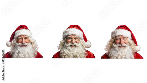 set of three santas isolated on white