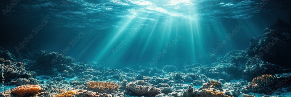 Obraz premium Sunlight Beams Through Deep Ocean Waters