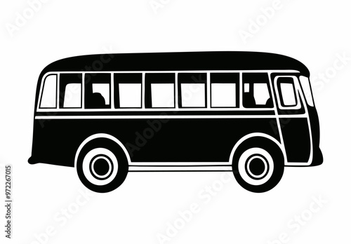 Flat design of  a bus coach vector in black and white perfect for apps, website, logo or sign 