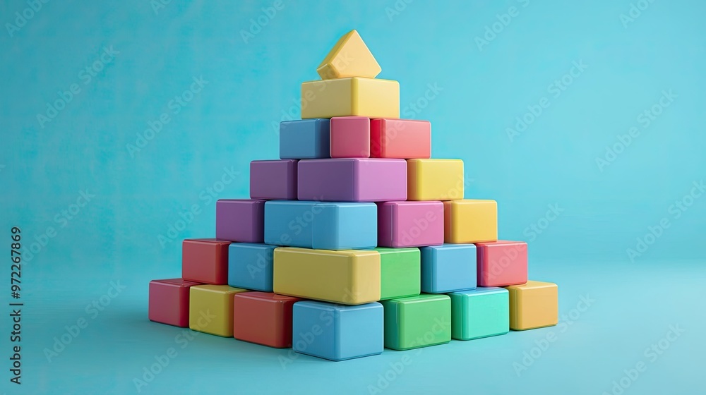 Colorful 3D cost structure blocks arranged in a pyramid, with plenty of copy space. Colorful 3D cost structure blocks arranged in a pyramid, with plenty of copy space.