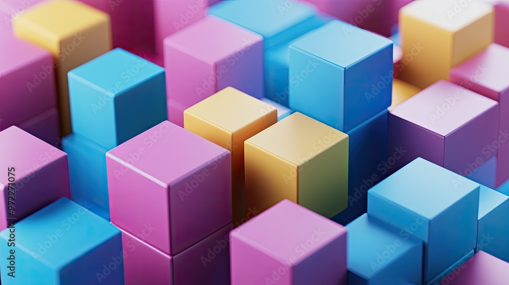 Floating 3D cubes showing business cost categories in layers, with space for copy. Floating 3D cubes showing business cost categories in layers, with space for copy.