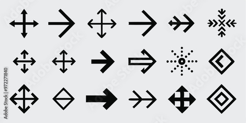 Set of arrow icons vector and directional symbols for modern UI/UX design, navigation elements