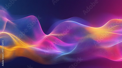 Abstract colorful wave pattern on a dark background.