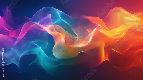 Abstract colorful waves on a dark background.