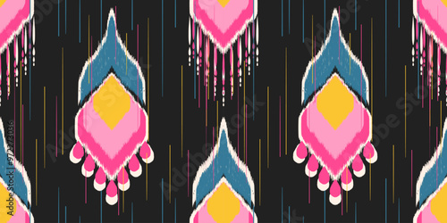 Ethnic ikat seamless pattern.beautiful pattern. folk embroidery,bohemian style,aztec geometric art ornament print.ethnic abstract art.Seamless fabric.design for fabric, carpet, wallpaper, clothing.