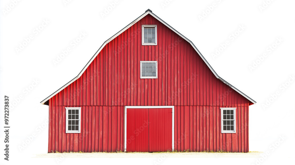 one single old rustic wooden red barn isolated on white background one single old rustic wooden red barn isolated on white background