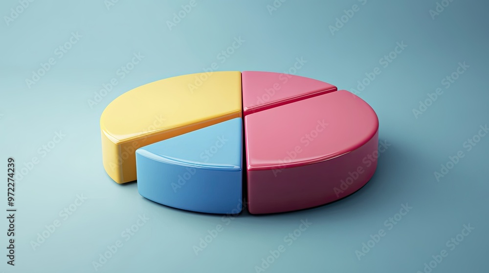 Obraz premium Simplified 3D pie chart of business cost distribution, minimal background, copy space.