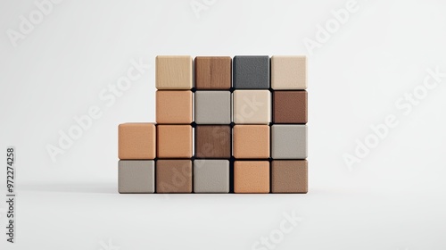 Stacked 3D blocks illustrating a business cost structure on a white background, copy space.