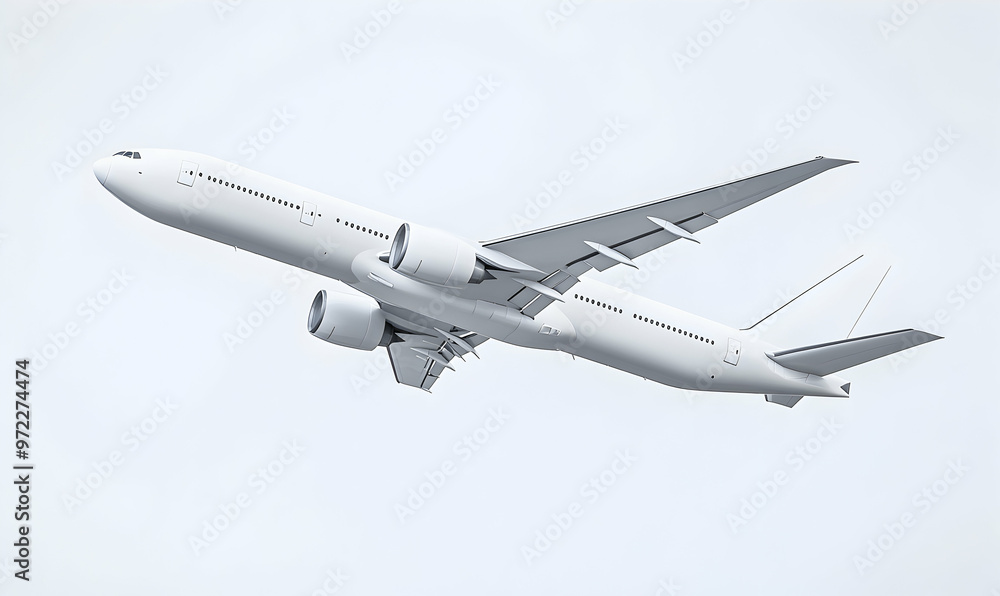 White airplane taking off against a blue sky. White airplane taking off against a blue sky.