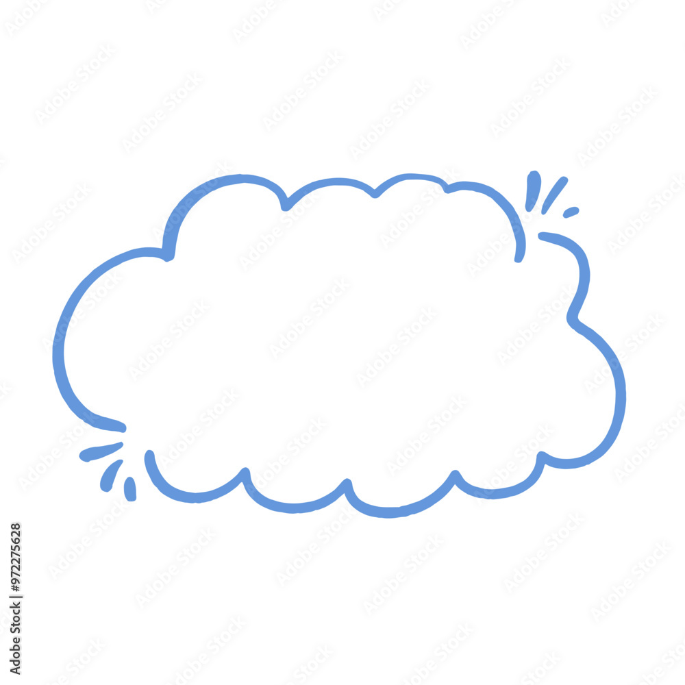 A blue cloudshaped speech bubble on a white background A blue cloudshaped speech bubble on a white background
