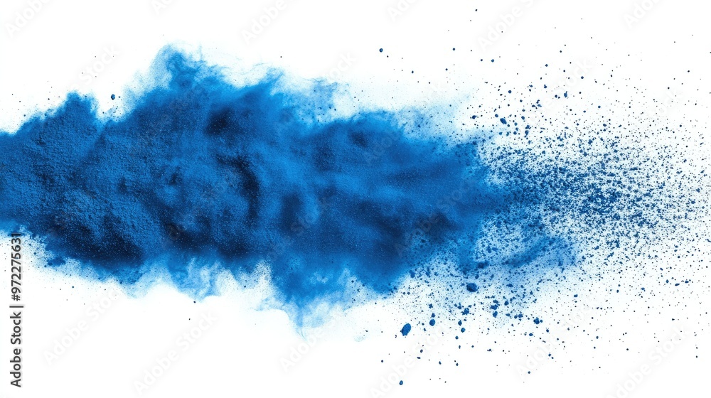 Obraz premium Blue powder dusted artistically across a white background, creating a bold and colorful visual effect