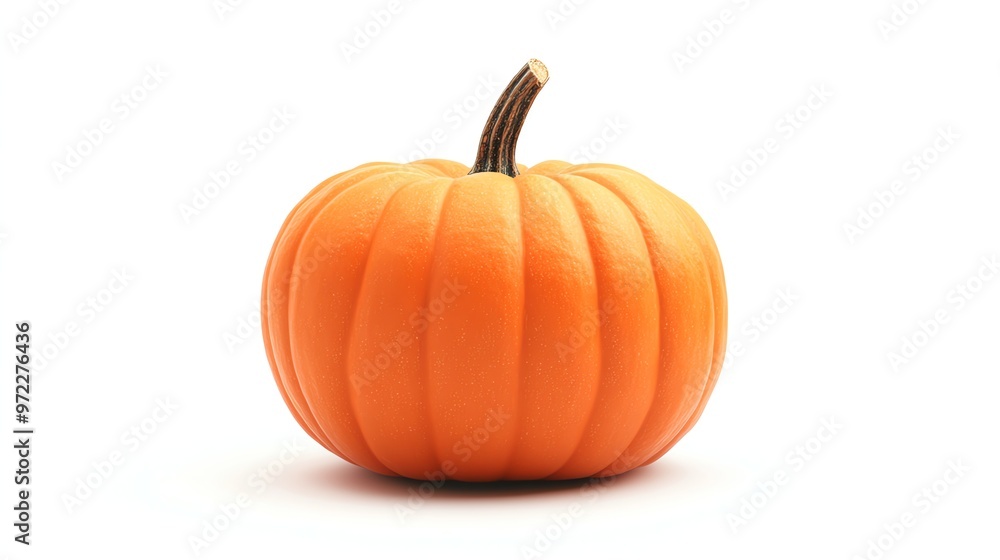 Obraz premium One whole orange pumpkin on a white background.