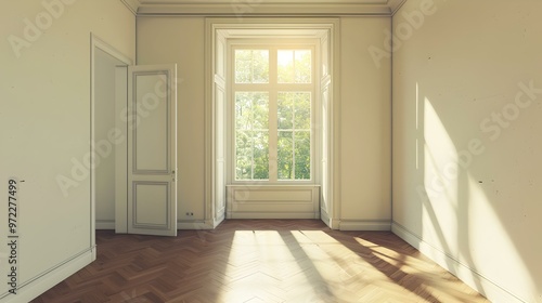 Sunlight Streaming Through a Window in an Empty Room