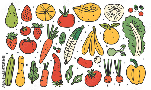 vegetable and fruits photo or illustrator on white background