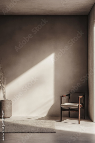 Wallpaper Mural Empty room with a window providing natural lighting and casting shadows. Minimal residential interiors. Torontodigital.ca