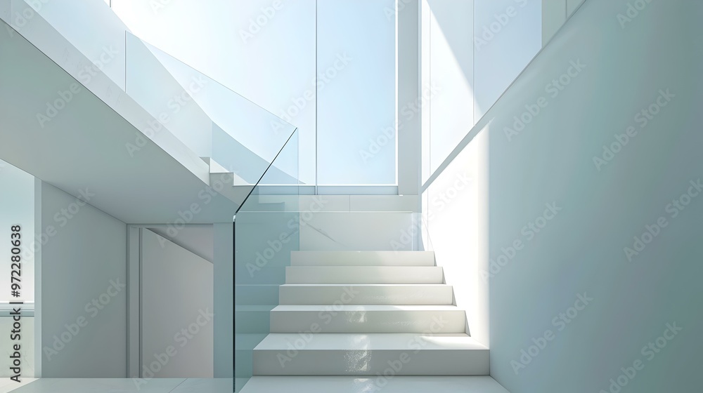Fototapeta premium Minimalist Staircase Design in a Modern Home