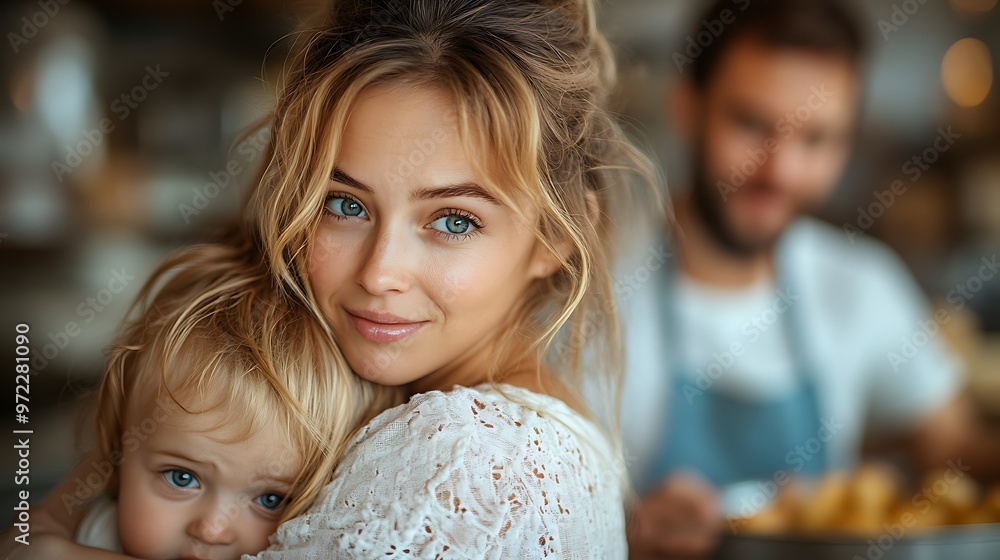 Little girl crying and screaming, mother holding her in arms and soothing her Little girl crying and screaming, mother holding her in arms and soothing her