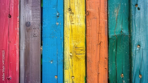 Summer Pride: Rainbow Pastel Wood Plank Texture Background