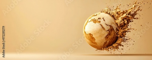 Planet Earth half-covered in coffee with continents made from milk foam, Earth, coffee, global celebration, International Coffee Day photo