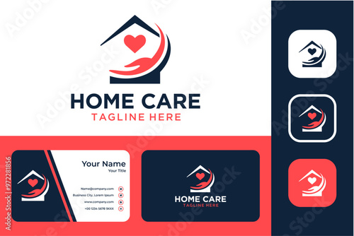Modern Medical Home Care Logo Design with Business Card Template