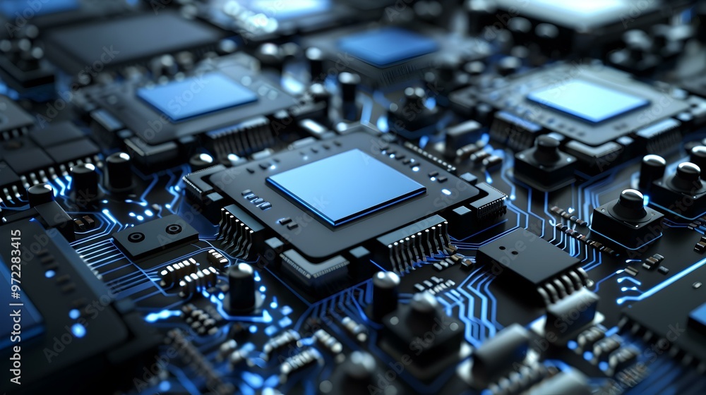 Close-up of a Circuit Board with Microchip Close-up of a Circuit Board with Microchip