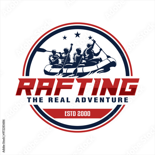 adventure outdoor rafting logo emblem badge design template club logos