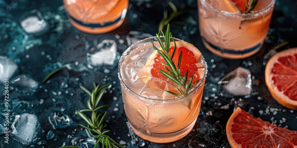 Chilled Gin Cocktail or Margarita with Grapefruit and Rosemary Chilled Gin Cocktail or Margarita with Grapefruit and Rosemary