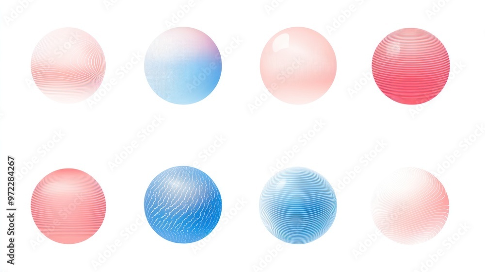 Abstract spheres in vibrant pink and blue hues with varied textures, showcasing a modern aesthetic. Abstract spheres in vibrant pink and blue hues with varied textures, showcasing a modern aesthetic.
