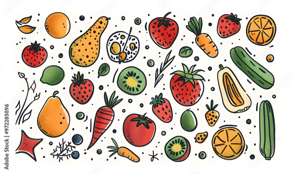 vegetable and fruits photo or illustrator on white background