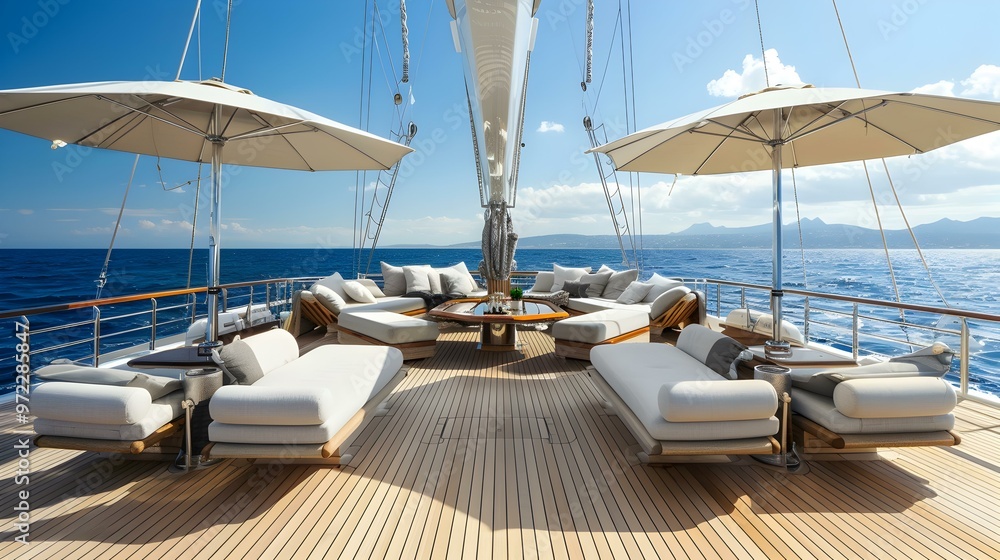 Fototapeta premium Luxury Yacht Deck With Stunning Ocean Views