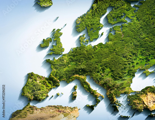 European green deal - Europe map made from vegetation