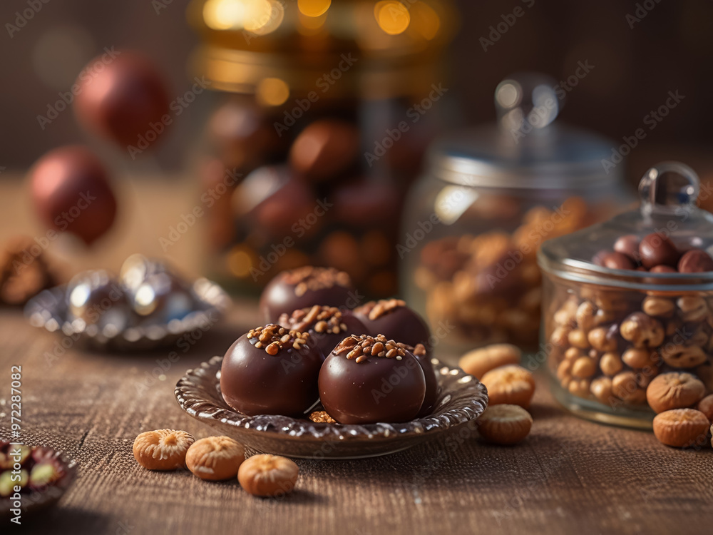 Chocolates with different fillings on the table. Dessert Chocolates with different fillings on the table. Dessert