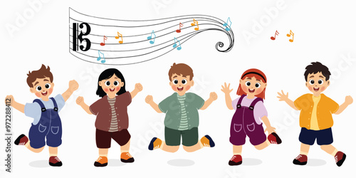 the children were singing happily