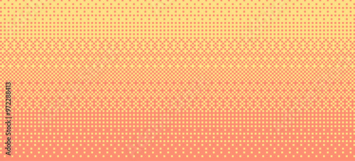 Pixelated gradient texture. Yellow dither pattern background. Abstract glitch pattern. Retro bitmap pixel art illustration.