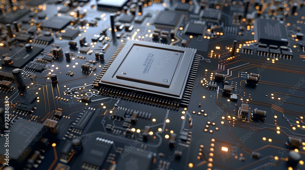 Close-up of a Microchip on a Circuit Board Close-up of a Microchip on a Circuit Board