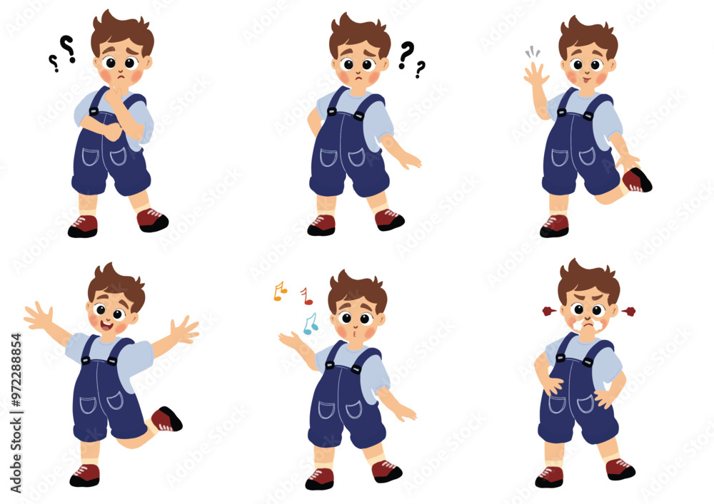 Cute little boy in various expressions and movement sets Cute little boy in various expressions and movement sets