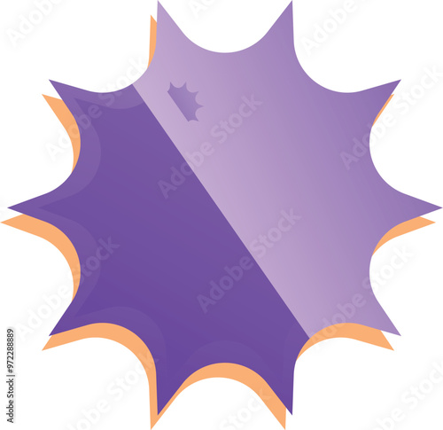 Purple starburst banner with curved sides is creating a 3d effect