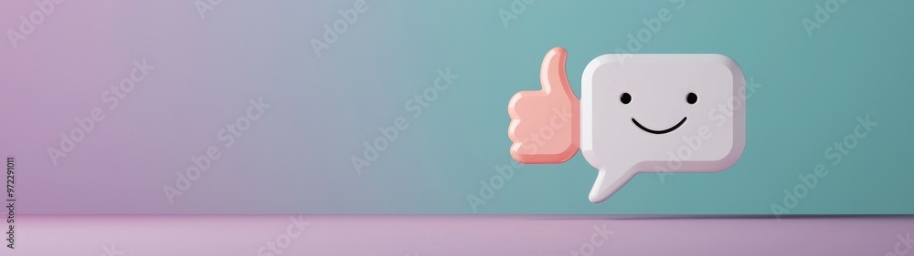 Chat Bubble and Thumbs Up Icons, vibrant cartoon-style representation of social media communication, featuring emoticons on a rich purple background, ideal for digital marketing. Chat Bubble and Thumbs Up Icons, vibrant cartoon-style representation of social media communication, featuring emoticons on a rich purple background, ideal for digital marketing.