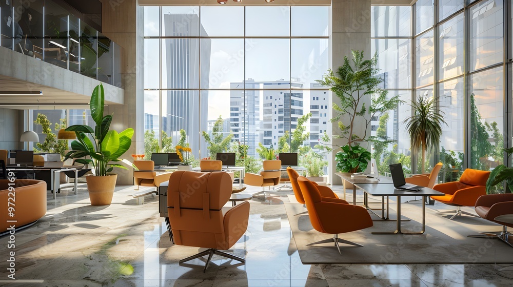 Modern Office Interior with City View and Natural Light