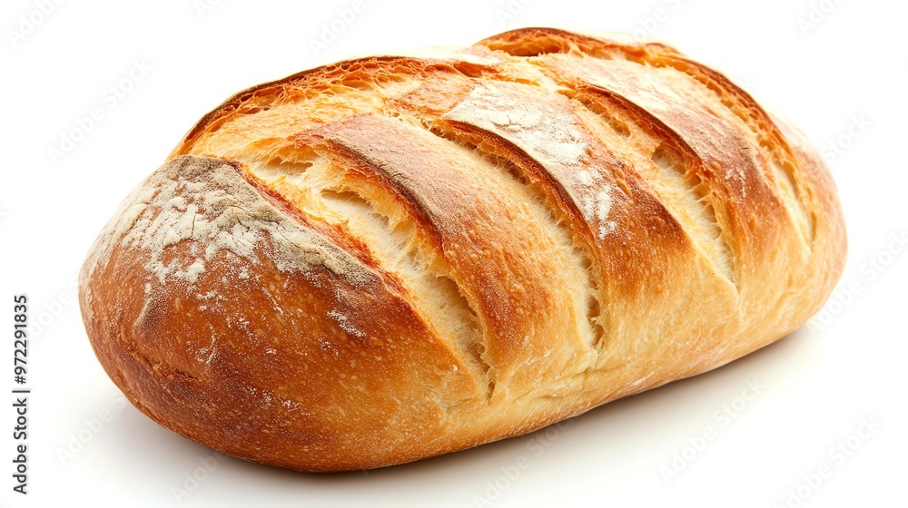 Freshly baked loaf of white bread on a white background. Freshly baked loaf of white bread on a white background.
