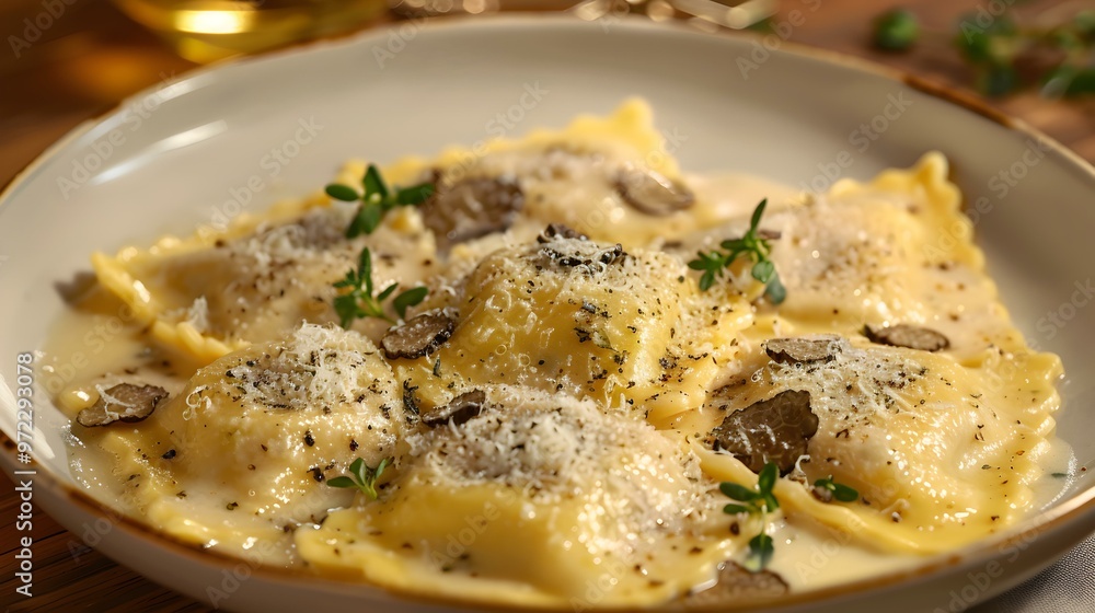 Delicious Ravioli with Truffle and Parmesan Delicious Ravioli with Truffle and Parmesan