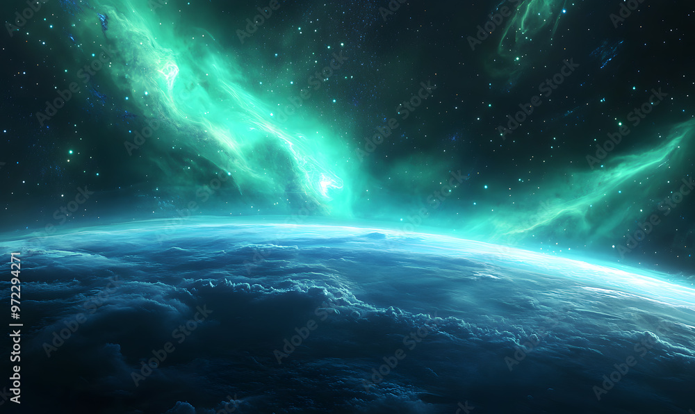 Fototapeta premium graphics of space, planets, and astronauts on a white background.