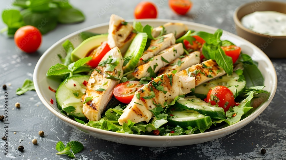 Grilled Chicken Salad with Cucumber and Tomato Grilled Chicken Salad with Cucumber and Tomato