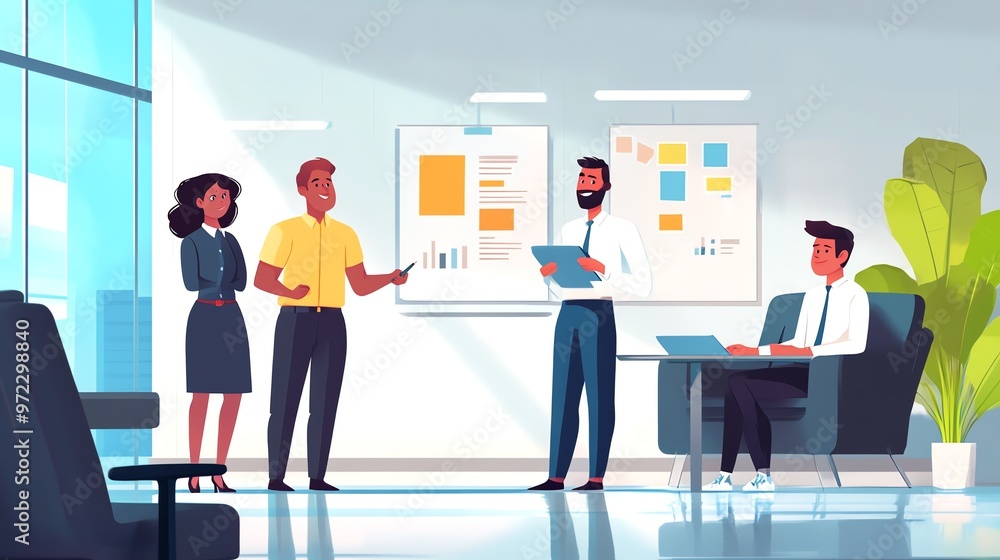 Obraz premium Business people presenting a plan during a meeting at the office.