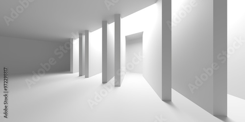 Abstract light corridor interior. Futuristic architecture background