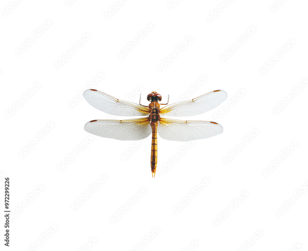 Photograph of a dragonfly isolated on a white background Photograph of a dragonfly isolated on a white background