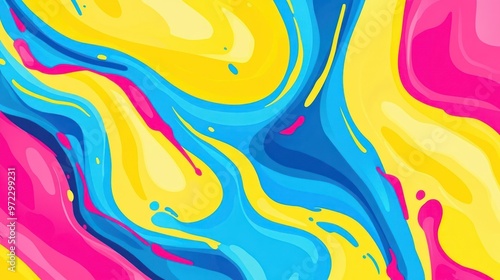 Wallpaper Mural A vibrant abstract swirl of pink, yellow, and blue colors creating a cheerful mood. Torontodigital.ca