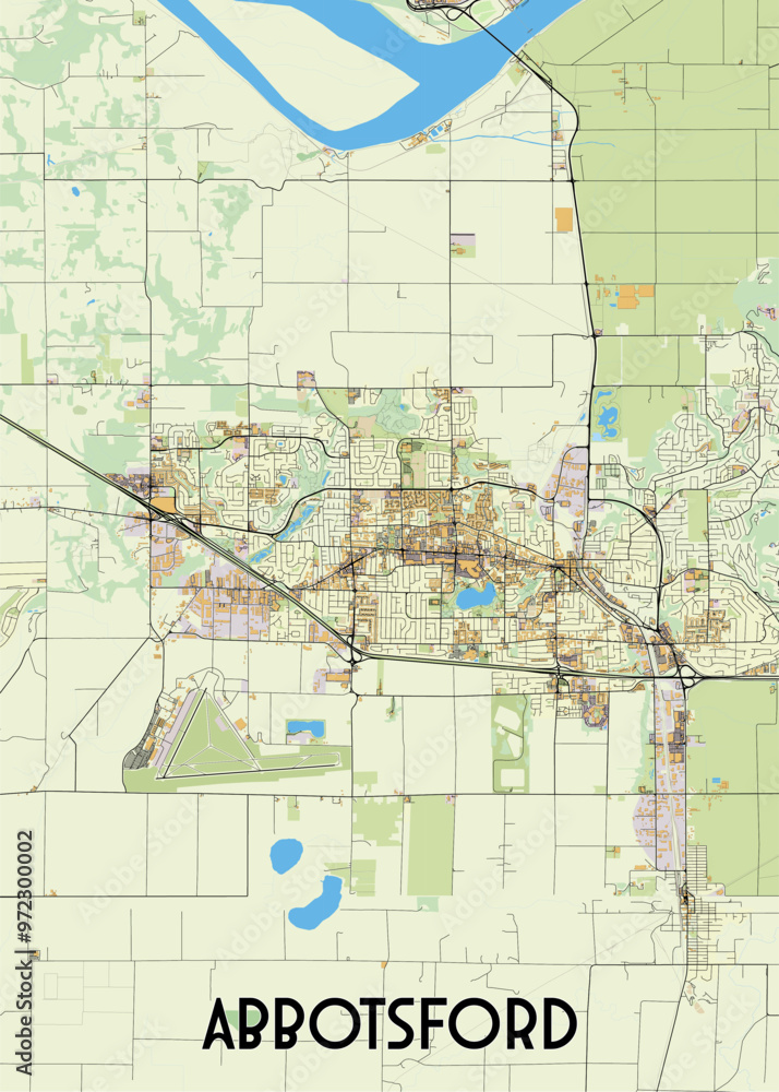 Obraz premium Abbotsford, British Columbia, Canada artistic map poster