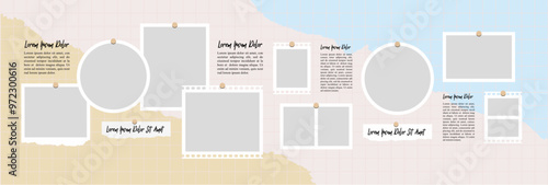 Pictures or photos frame collage and digital photo wall template
